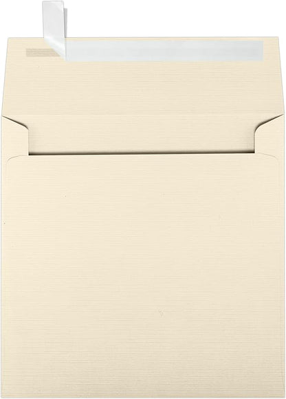 LUXPaper Square Invitation Envelopes | Peel & Press | 6 1/2" x 6 1/2" | Natural Linen | 80lb. Text | 50 Qty