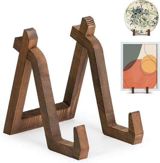 Plate Display Stand, 8 Inch Plate Holder for Displaying, Decorative Picture Frame Dish Photo Plaque Platter Wood Stand