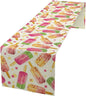 Ice Cream Popsicles Table Runner, Watercolor Summer Seasonal Fruit Peach Kiwi Berry Popsicles Orange Pink Sweet Dessert Dinner Runner for Party Holiday Home Kitchen Dining Table Decor 13"x60"