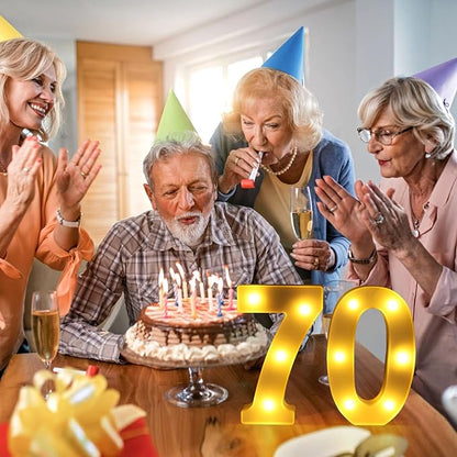 70th Birthday Decorations for Women Men,Happy 70 Birthday Decorations for Centerpieces Table,70 Light Up Numbers Sign Led for Party Backdrop Wall Decor for 70s Party Decoration