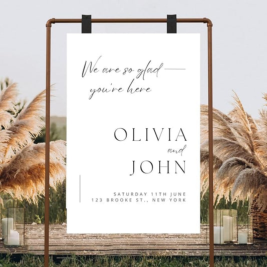 Welcome Wedding Sign Personalized, Personalized Wedding Welcome Sign Minimalist Script Modern Large