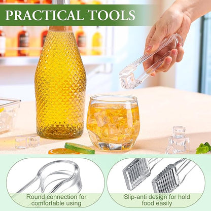 Roshtia 18 Pcs Plastic Serving Tongs Mini Kitchen Tongs Utility and Plastic Kitchen Scoops Clear Ice Scoop Mini Clear Buffet Scoop for Candy Dessert Buffet Ice Snack Coffee Tea