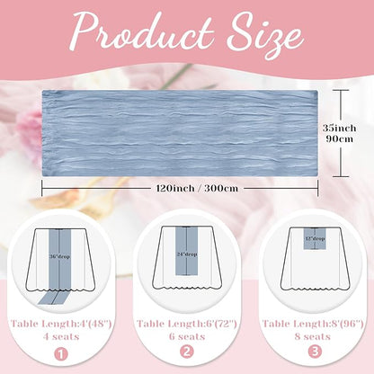 Blue Table Runner, 10Ft 120in Cheesecloth Table Runner, Gauze Rustic Cheese Cloth Table Runners for Wedding, Party, Baby & Bridal Shower, Boho Table Runners for Christmas Thanksgiving Halloween Easter