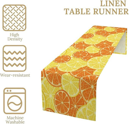 Orange Lemon Table Runner Spring Summer Orange Lemon Slices Botanical Fruit Dinner Runner for Farmhouse Baby Shower Party Holiday Home Kitchen Dining Table Decor 13x108