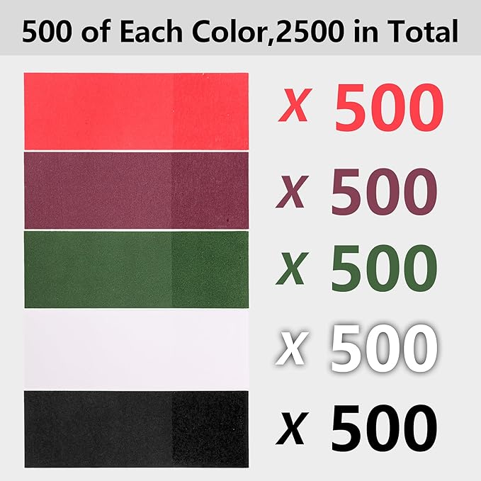 2500pcs Self-Adhesive Napkin Bands & Silverware Wraps, 5 Colors (Burgundy/Red/White/Black/Hunter Green) – Thickened Napkin Rings for Weddings, Restaurants, Party Decor