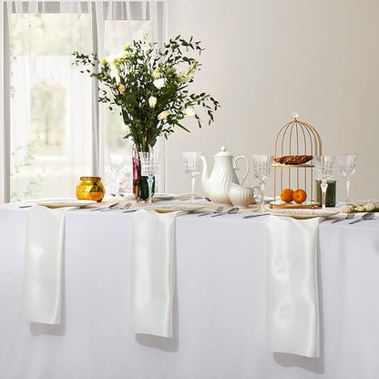 Horbaunal 30 Pack Ivory Satin Napkins 17 x 17 Inch, Square Soft Table Dinner Napkins, Silky Cloth Napkins Table Decoration for Weddings Banquets Parties