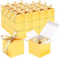 EUSOAR Small Gift Boxes with Lids, 60pcs 2x2x2 Inches Gold Candy Boxes Party Favor Box with Ribbons, Cube Chocolate Box Mini Muffins Bags Macaron Container for Wedding Party Advent Calendar DIY