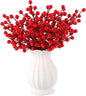 40 Pcs Artificial Berry Stems Branches, Red Christmas Faux Holly Berries Picks Ornaments for Christmas Tree Wreath DIY Craft Decorations Holiday Home Decor (40, Red)