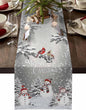 Christmas Snowman Cotton Linen Table Runner for Dining Kitchen, Snowflakes Xmas Pine Tree Wedding Outdoor Party Tablerunner Decoration Winter Bird Dresser Scarf Coffee Tablecloth Runners 13x108 Inches