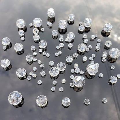 2-10mm Briolette Rondelle 810pcs White AB Crystal Glass Beads Faceted Shape Crystal Spacer Beads for Bracelet Necklace Decorative Hand Jewelry Making (2/4/6/8/10mm White AB)