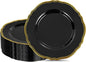 Hioasis 60pcs Balck Plastic Plates - Black and Gold Disposable Dinnerware with Gold Rim, Heavy-duty, 10.25 inch, Dinner Plates for Party & Wedding