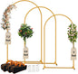 3-Pack Metal Arch Backdrop Stand Set (6/6.6/7.2FT) Heavy Duty Rust-Proof Wedding Decoration Frame with Crossbar Base for Party, Photo Booth, Balloon & Flowers Decor (Gold, 6FT,6.6FT,7.2FT)