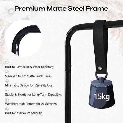 Wedding Sign Stand - Adjustable Wedding Sign W/Design Bundle & Leather Sign Hanging Straps, Durable Metal Easel Stand for Wedding Welcome Signs, Seating Charts, Ceremony & Reception Decor (Black)