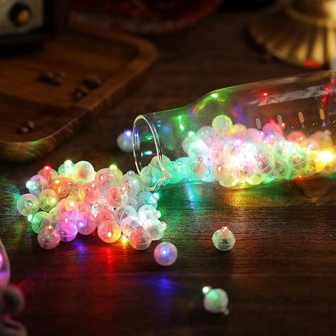 Aogist 100pcs Pink Mini Lights with Hook,Long Standby Time Waterproof LED Balloon Light,Battery Powered,Ball Lamp for Balloon Paper Lantern Birthday Party Christmas Halloween (Matching Tag Rope)