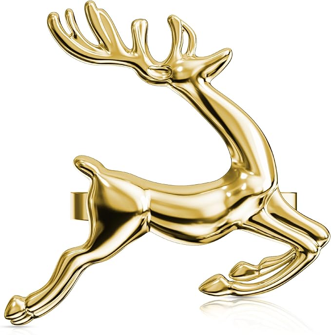 ZeeDix Gold Reindeer Christmas Napkin Rings Set of 6, Napkin Holder Ring for Christmas Dinner Table Decor Cloth Napkins, Wedding Receptions, Holiday Party, Banquet and Home Kitchen