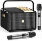 L400 Professional Karaoke Machine with 2 UHF Wireless Microphones for Adults, 320W Peak Bluetooth Speaker PA System with Bass/Treble Adjustment for Home Party Wedding Outdoor Christmas Events