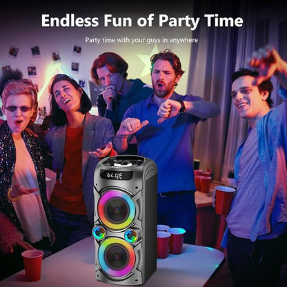 Portable Bluetooth Speaker 100W Big Powerful Wireless Boombox TWS Pairing Loud Stereo Sound Deep Bass Large Party Speakers with Subwoofer LED Lights for Outdoor Home Camping