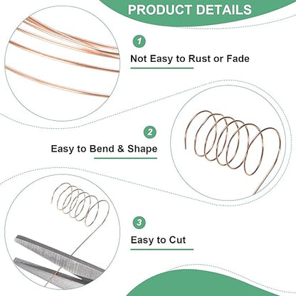 2-Rolls 0.3mm Jewelry Wire, 28 Gauge 328FT Craft Wire Copper Beading Wire for Jewelry Making/Planting/Weaving/DIY Crafting, Soft Metal Wires [100M, Copper Tone]