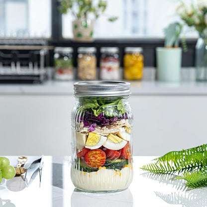 WELLIFE Wide Mouth Mason Jars, 6 Pcs Mason Jars 32 OZ for Preserving,Jam,Honey,Wedding Favors,Sauces,Meal Prep,Salad,Yogurt & Decor