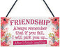 Rustic Wooden Signs Friendship Always Remember That if You Fall, I Will Pick You Up After I Finish Laughing Wood Plaque Sign Wall Art Decor Kitchen Cafe Pub Decor Gift 6x12 INCH