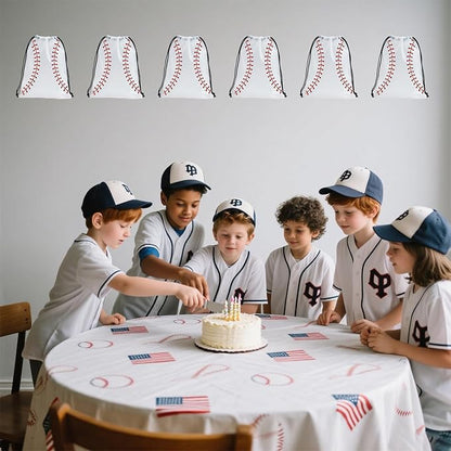 SAOTD 50 Pack Baseball Goodie Bags 7.87x9.84 inch (20x25 cm), Party Fvors Gift Treat Snack Bags, Baseball Drawstring Bag for Boys Girls Birthday Sports Theme Party Supplies