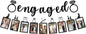 Pre-Strung Engaged Photo Banner - Black Glitter Engagement Party Decoration Supplies with Romantic Memories Picture Card Frames for Bachelorette, Bridal Shower, Wedding Party Photo Booth Props