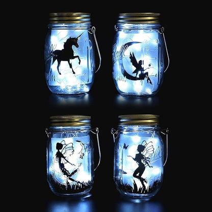 VOOKRY 6 Pack Solar Mason Jar Lights, 30 LED Mason Jar Lids Waterproof Firefly Fairy String Lights with 6 Hangers(No Jars), for Outdoor Patio Garden Yard Lawn Party Wedding Decoration - Cool White
