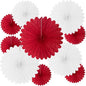 20 Pcs Red White Hanging Paper Fan, Round Paper Fans Decorations Set for Weddings, Birthdays, Engagement, Bridal Shower, Bachelorette Party Supplies Decor