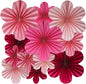 BestoFun 12 PCS Paper Flowers Fans Hot Pink Party Decorations Paper Flowers Decorations for Wall Girl Groovy Birthday Baby Shower Wedding Bachelorette Room Hanging Décor