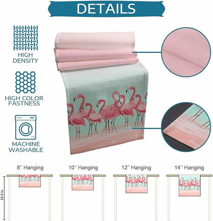 Tropical Flamingo Cotton Linen Table Runner for Dining Kitchen, Wedding Outdoor Party Tablerunners Decoration, Pink Bird Coastal Nautical Animal Dresser Scarf Coffee Tablecloth Runners 13x120 Inches