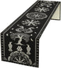 Ancient Abstract Pattern Table Runner, Tree of Life Eagle Dragon Boat Rudder Black and White Table Runner 13x70 Inch