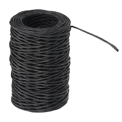 PATIKIL 164 Feet Floral Bind Wire Wrap Twine, 2mm Florist Wire Iron Wire Paper Covered Vine Wrapping Binding Wire for Flower Bouquets, Black