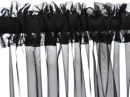 Window Black Sheer Curtains 90 Inches Long 2 Panels Sheer Curtain Basic Rod Pocket Panel for Bedroom Children Living Room Yard Kitchen (Black, 52" W x 90" L | 2 pcs)