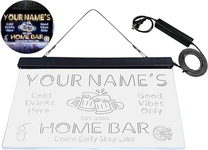 ADVPRO Personalized Your Name Custom Home Bar Beer Established Year Dual Color LED Neon Sign White & Yellow 24 x 16 Inches st6s64-p1-tm-wy