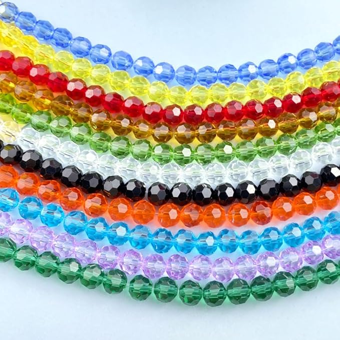 50 PCS 10mm Crystal Glass Beads Round Multiple Faceted Loose Spacer Glass Beads for DIY Handcrafte Bracelet Necklace Earring Jewelry Making(Rose)