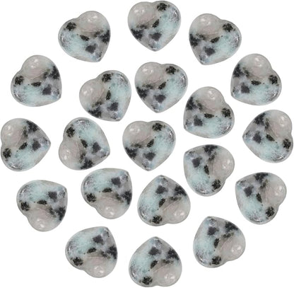 PATIKIL 20 Pcs Natural Heart Shaped Crystal Stone, 0.6 Inch Mini Polished Love Gemstone Crystal, Pocket Rock Engraved Worry Stones for Women Gifts Meditation, Tianshan Blue