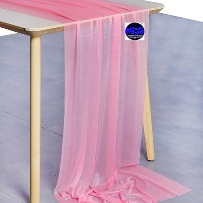 MDS Halloween Chiffon Table Runner - 12 Pack, 29 x 170 Inches, 14ft Each - Sheer Spooky Table Runners for Haunted House Parties, Trick-or-Treat Tables, Witchy Décor, Wedding & Events - Coral