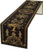 Viking Tree of Life Abstract Table Runner for Living Room Home Party Coffee Dining Party Wedding Golden Black Celtic Style Geometric Dragon Boat Rudder Ancient Script Table Runner 13x108 Inch