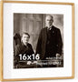 16x16 Picture Frame USA-Sourced Natural White Oak Wood Solid Original Wood Photo Frame Rounded Corner with Mat to 12x12 Picture Display with Real Glass Family, Wedding Picture, Photo, Certificate