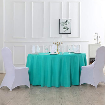 120 inch Round Tablecloth Washable Polyester Table Cloth Decorative Table Cover for Wedding Party Dining Banquet（120 inch,Turquoise）
