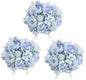 6 Pack Artificial Flowers, Fake Faux Peony Silk Hydrangea Plastic Carnations Daisy Realistic Flower Arrangements for Wedding Decoration Table Centerpieces, for Home Office Party Decor (Blue)