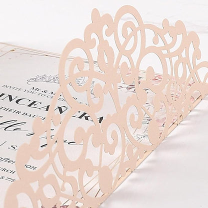 50pcs Blush Pink Wedding Invitations With Envelopes and Rsvp Cards 5x7 Inches Laser Cut Wedding Invitation Pockets for Bridal Shower QuinceañEra Engagement Birthday Invites