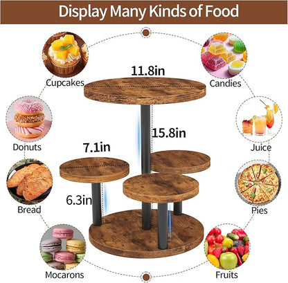 Cupcake Stand, 2 Pack Rotatable Cupcake Stand for 50 Cupcakes, Wood Cake Stand Cupcake Tower, Rustic Dessert Table Display Set Tiered Tray Stand, Round Serving Tray for Party Wedding Birthday