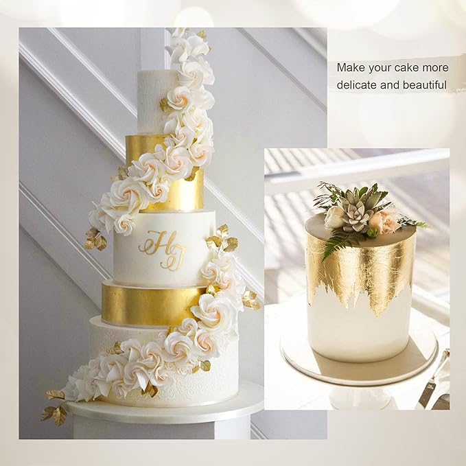 Edible Gold Leaf Sheets, 10 Sheets 1.7" 24kt Gold Foil Edible for Cake Baking, Genuine Food Gold Foil Paper for Cooking, Dessert, Gilding, Craft Art, Holiday Decoration