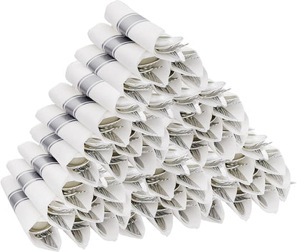 Supernal 60 Pack Pre-Rolled Silver Plastic Cutlery Heavy Duty Wrapped Silverware Disposable Premium Silver Plastic Silverware Forks and Spoons for Halloween Thanksgiving Christmas