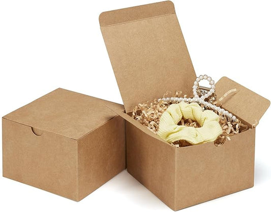 Eupako Brown Gift Boxes 5x5x3.5 25 Pack Kraft Paper Gift Boxes with Lids for Gifts, Crafting, Wedding, Birthday, Party, Cupcake