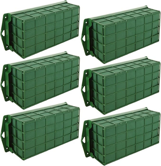 6 Pcs Floral Foam Cage, 11.8" x 4.5" x 3.1" Rectangle Flower Cage Holders with Floral Foam, Floral Arrangement Cage for Artificial Flowers, Fresh Flowers and Home Decoration