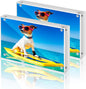 CATIFLIN 5x7 Magnetic Acrylic Frames 2 Pack, Double Sided Clear Frameless Picture Frame Blocks, 20mm Thick Photo Frames Free Standing Display for Family Photos, Certificates, Office, Artwork