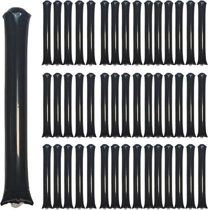 48pcs Round Head Boom Sticks Thunder Sticks Cheering Sticks Team Spirit Plastic Cheerleading Spirit Stick Clapper Inflatable Noise Maker Sports Supply (Black)