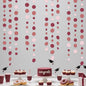 Burgundy Dusty Pink Decorations Circle Dot Garland Maroon Pink Hanging Polka Dot Streamer Banner for Wedding Birthday Bridal Shower Engagement Baby Shower Graduation Anniversary Garnet Party Supplies